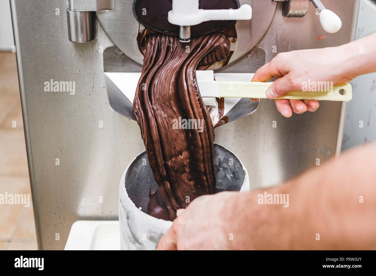 Making ice cream at an ice cream parlour Stock Photo Alamy