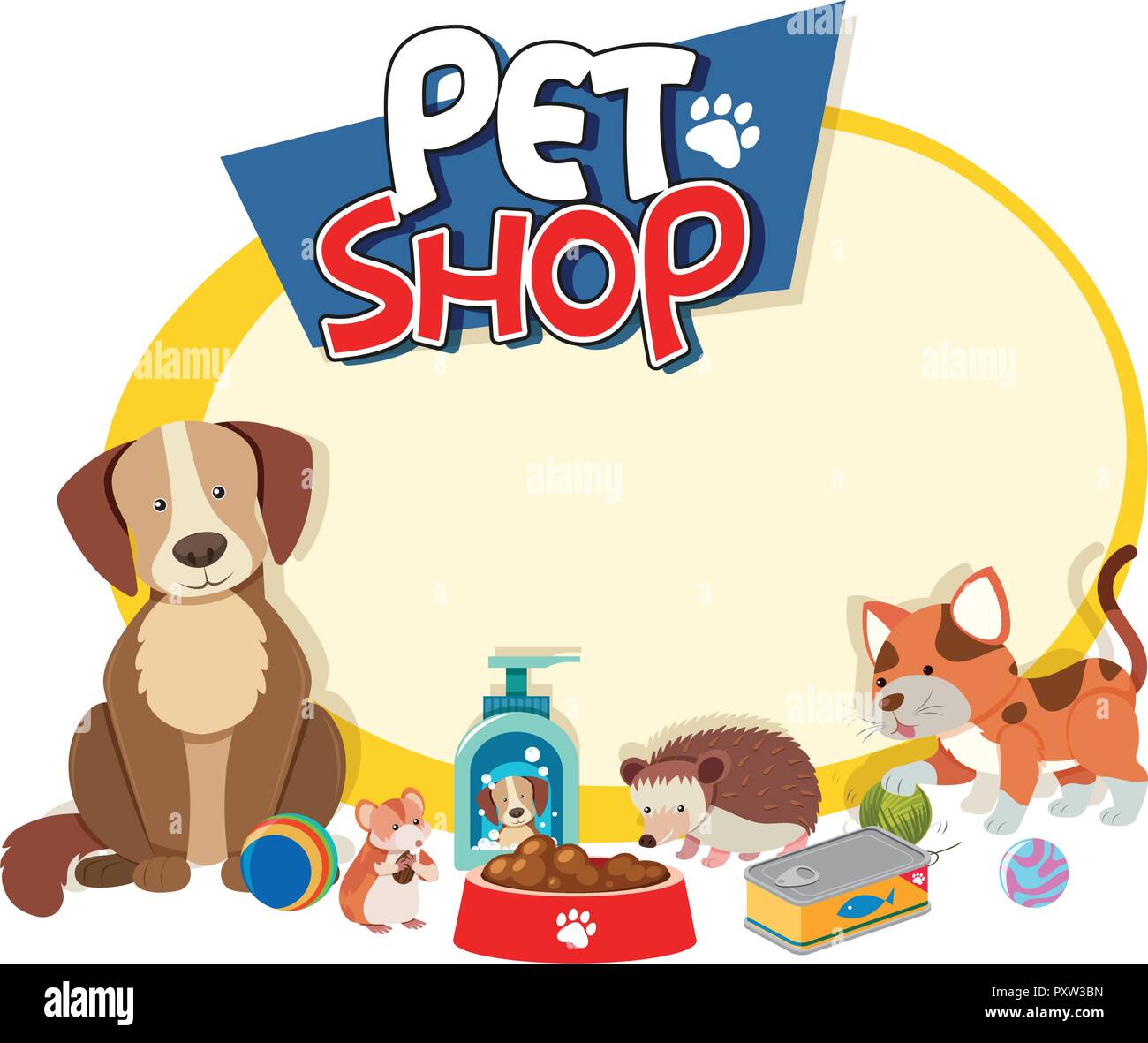 Border template with cute pets illustration Stock Vector Image &amp; Art ...