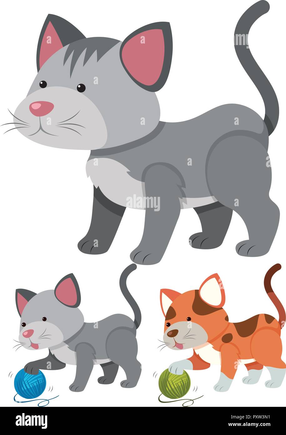 Cats playing with yarns illustration Stock Vector Image & Art Alamy
