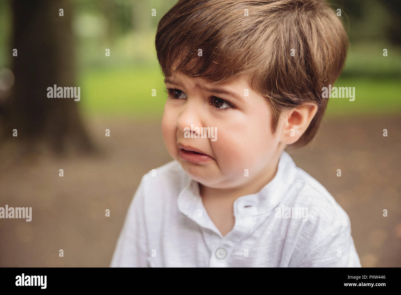 Portrait of crying toddler Stock Photo