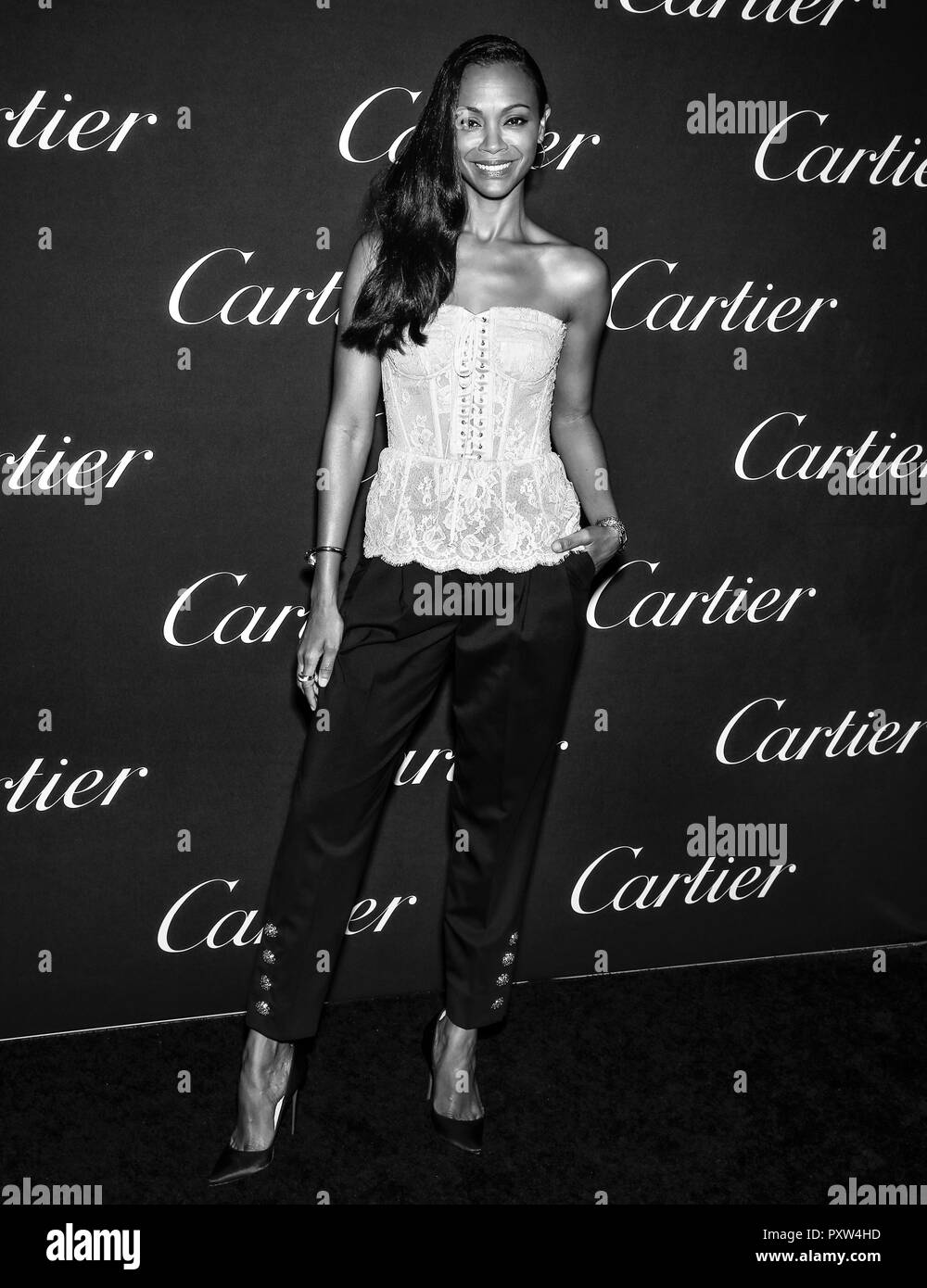 New York, NY - September 06, 2018: Zoe Saldana attends 2018 Cartier Precious Garage party at Maison Cartier on 5th Ave Stock Photo