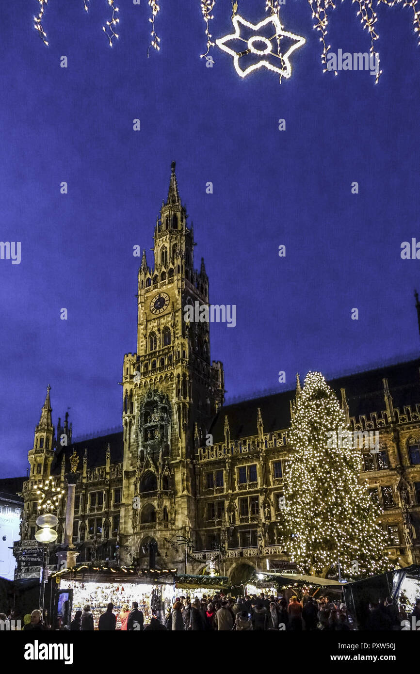 Christkindlmarkt, Weihnachtsmarkt am Münchner Marienplatz, Christmas Market at Marienplatz in