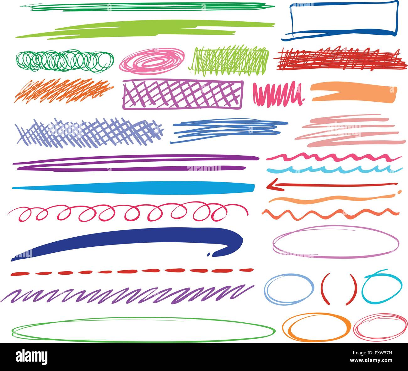 Different pen doodles in different colors illustration Stock Vector Image & Art Alamy