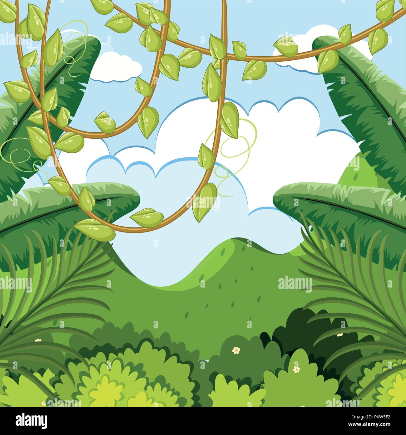 Background scene with trees in forest illustration Stock Vector Image ...