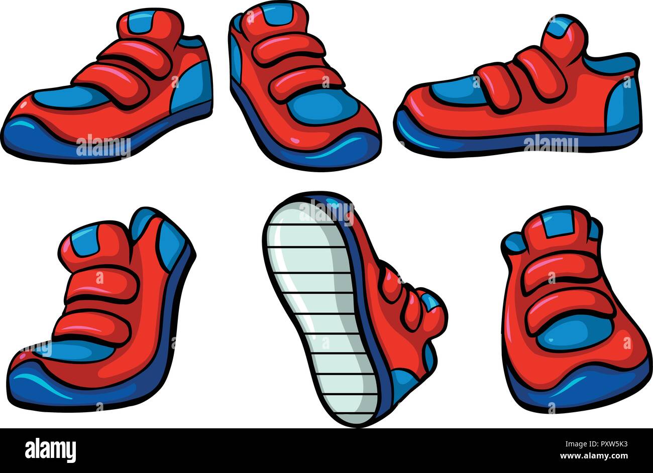 Red shoes in different positions illustration Stock Vector Image & Art -  Alamy