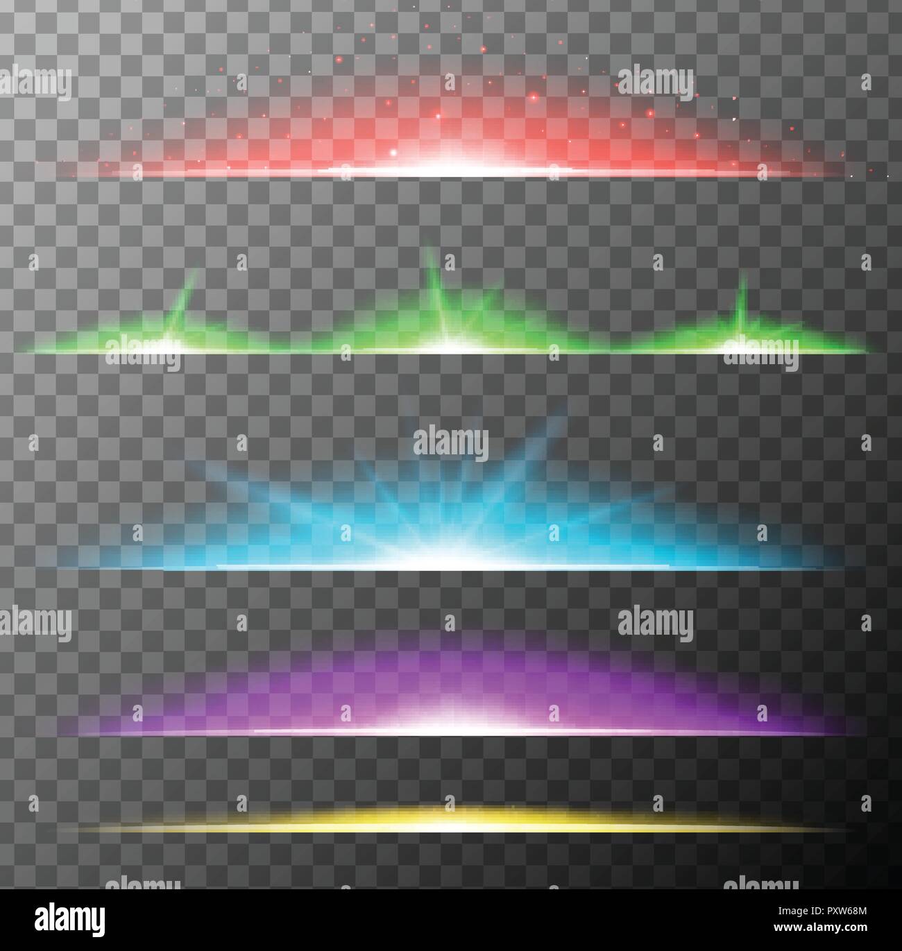 Different color lights on dark background illustration Stock Vector