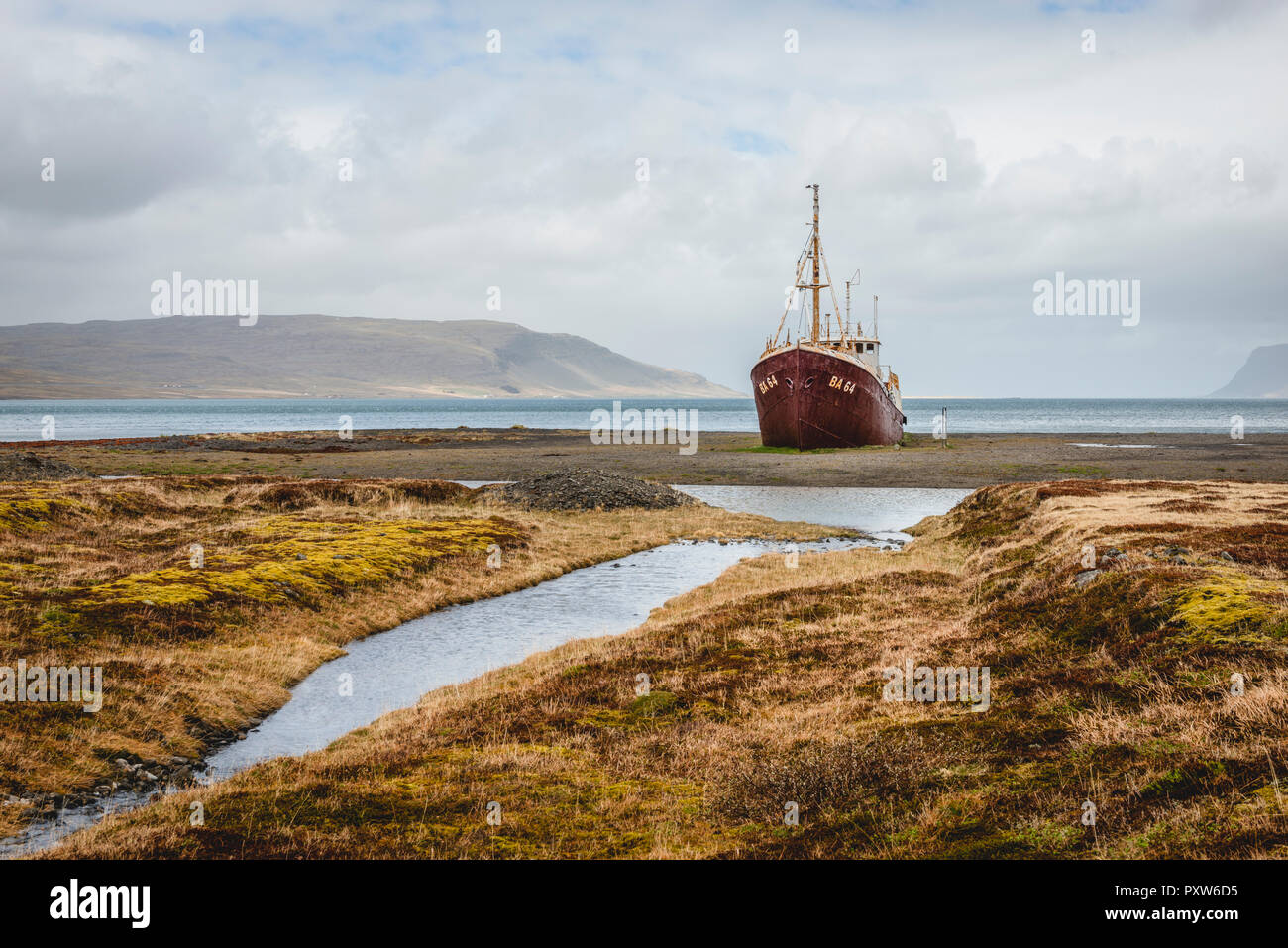 Iceland, Vestfiroir, ship wrack Stock Photo