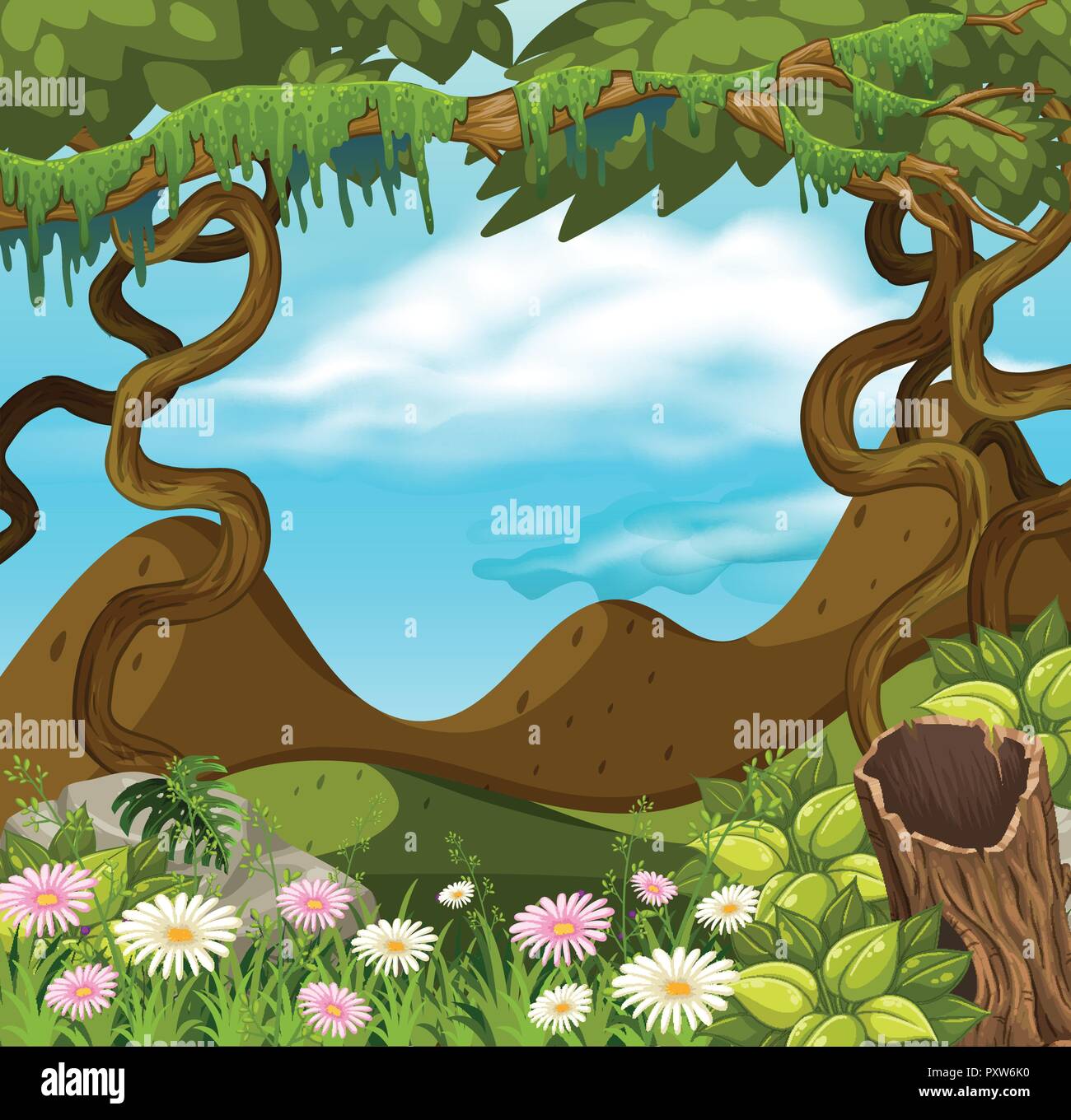A Beautiful Green Forest Scene illustration Stock Vector Image & Art ...