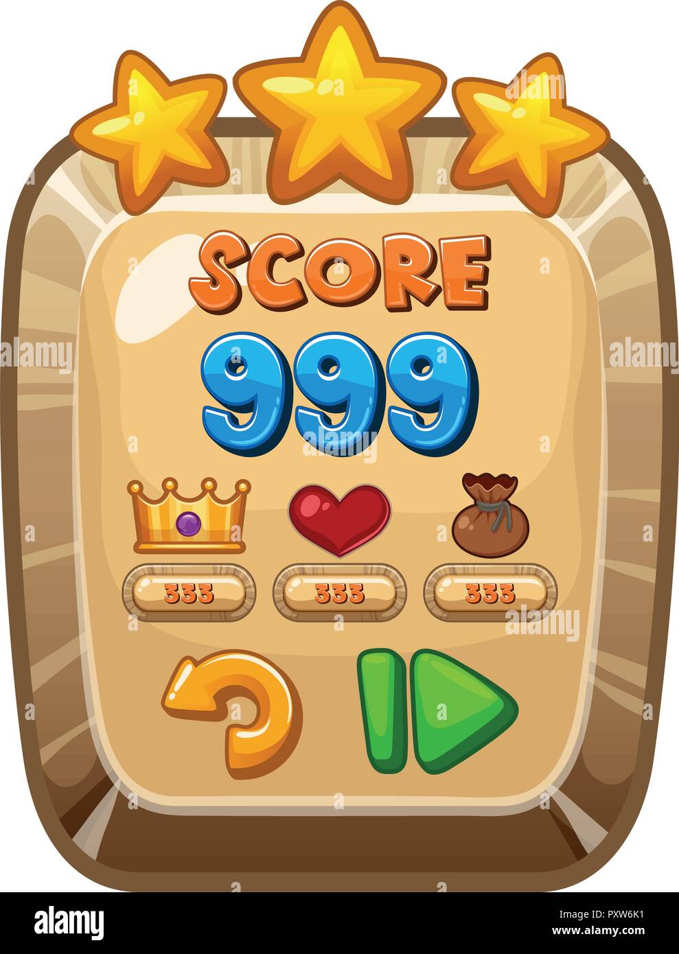 Scoreboard template for computer game illustration Stock Vector