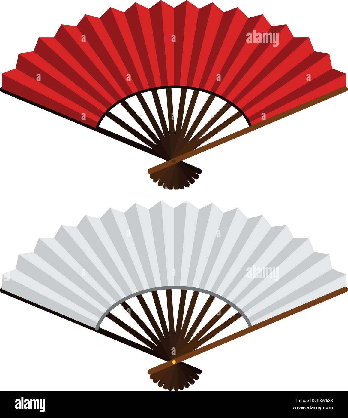 Two hand fans in red and white illustration Stock Vector Image & Art ...