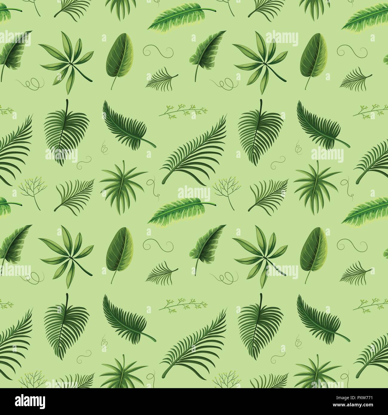 Seamless background design with green leaves illustration Stock Vector ...
