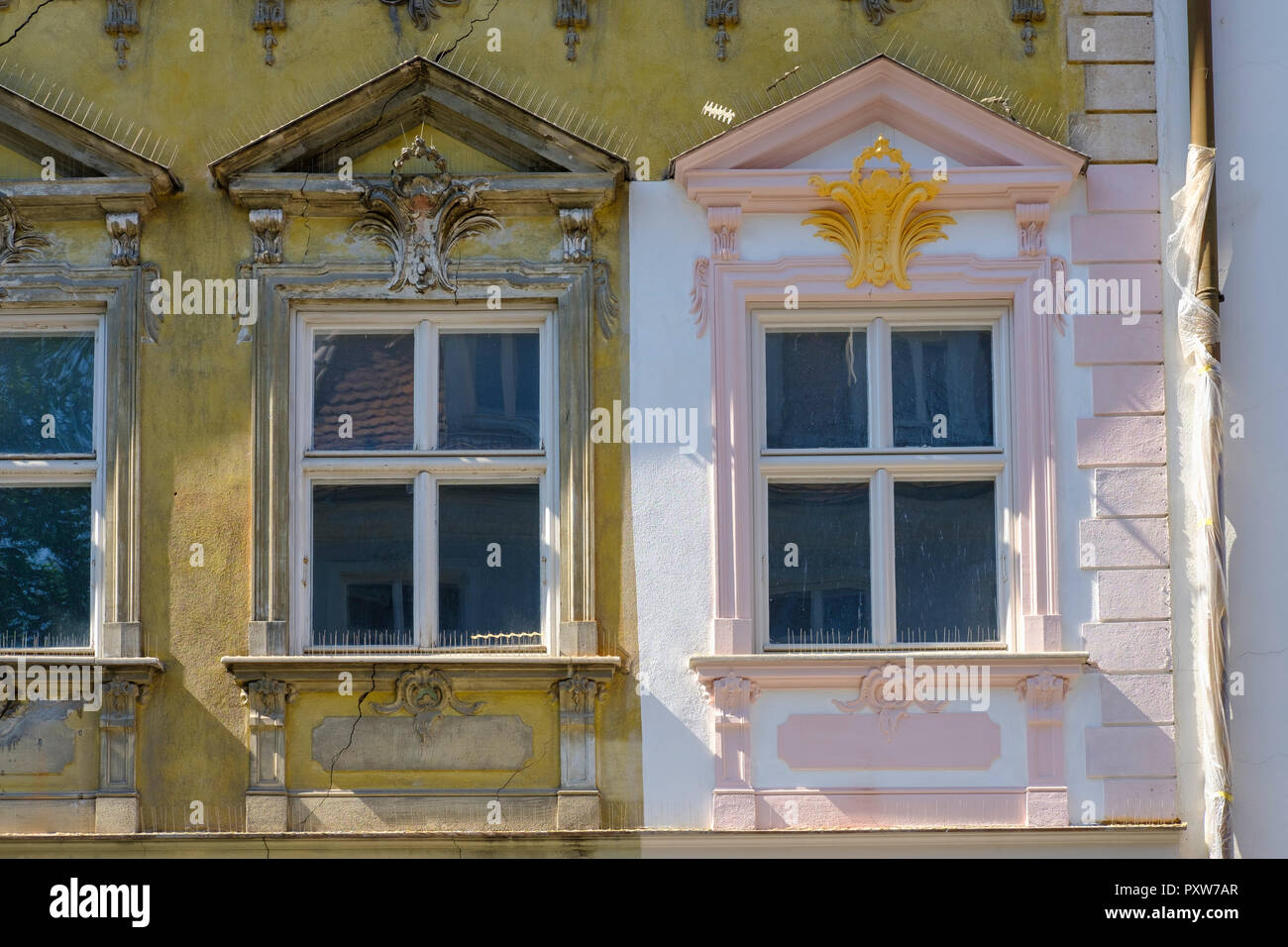 Germany, Augsburg, Lechviertel, Gignoux House, renovated fassade Stock Photo