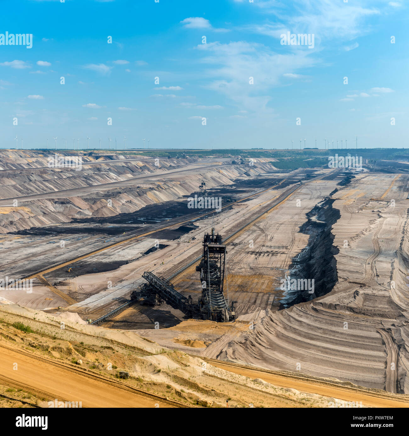 Germany, Garzweiler surface mine, giant excavator Stock Photo