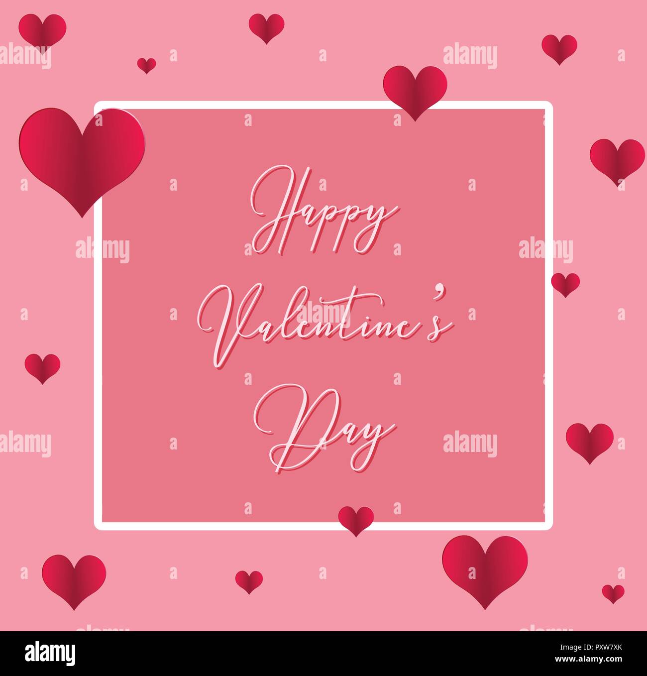Valentine card template with hearts on pink background illustration ...