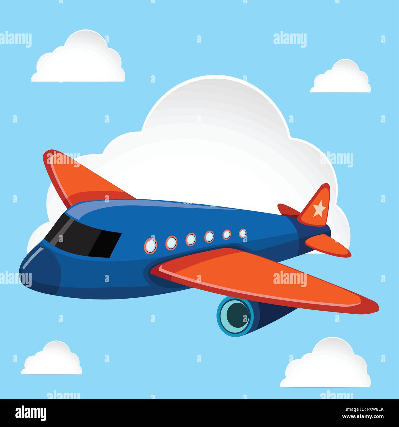 Airplane flying in the blue sky illustration Stock Vector Image & Art ...