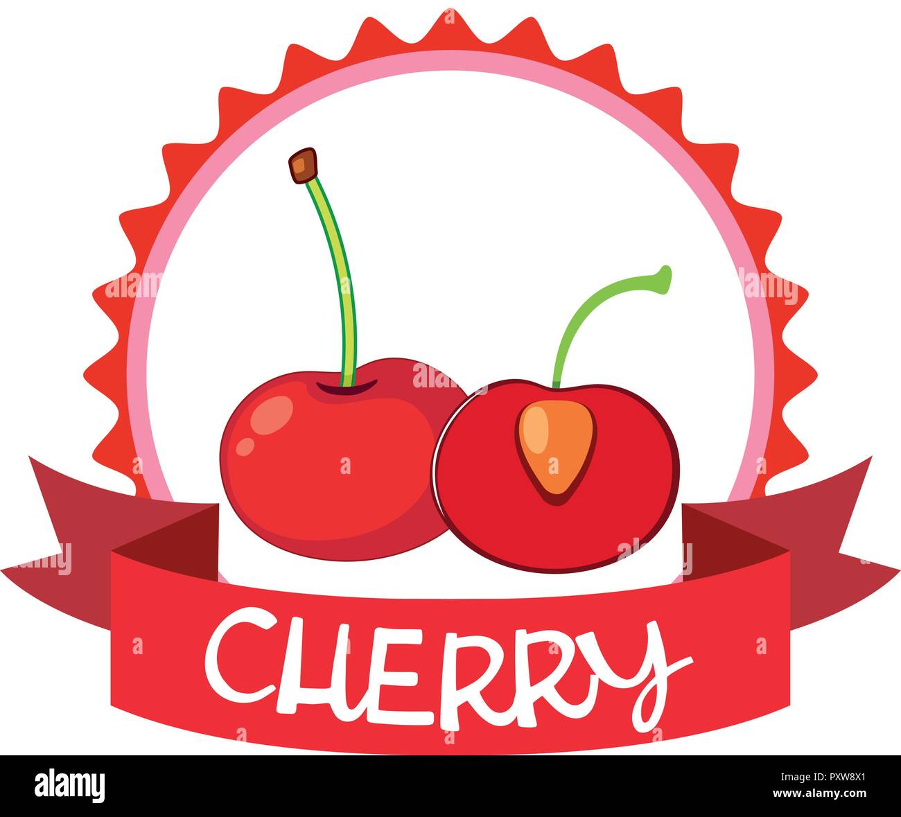 Logo design with red cherries illustration Stock Vector Image & Art Alamy