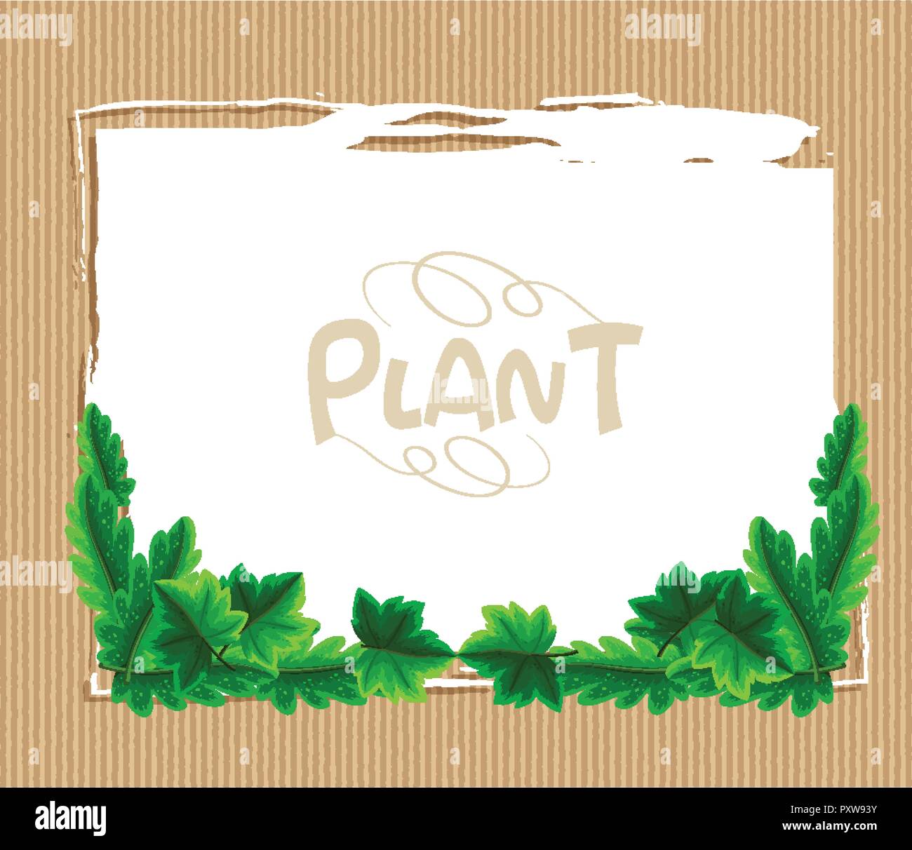 Border template with green leaves illustration Stock Vector Image & Art