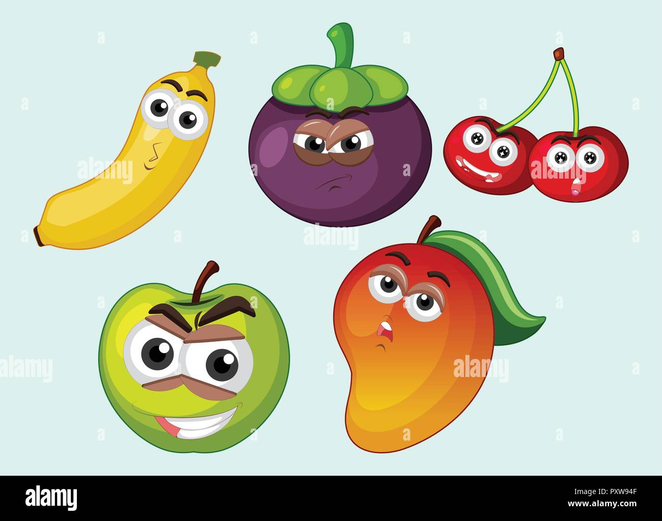 Different types of fruits with facial expressions illustration Stock Vector Image & Art Alamy