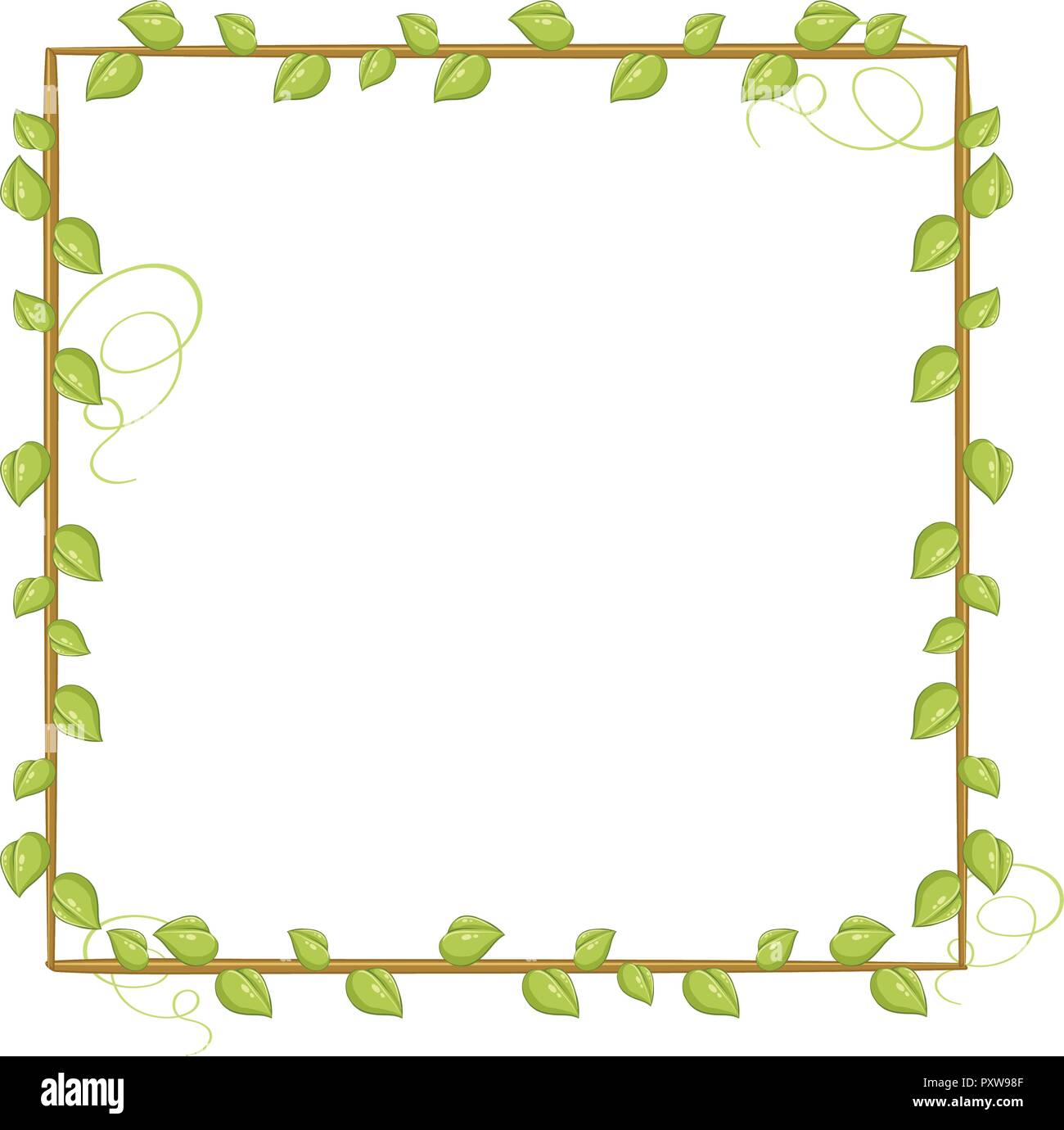Frame template with green leaves illustration Stock Vector Image & Art ...