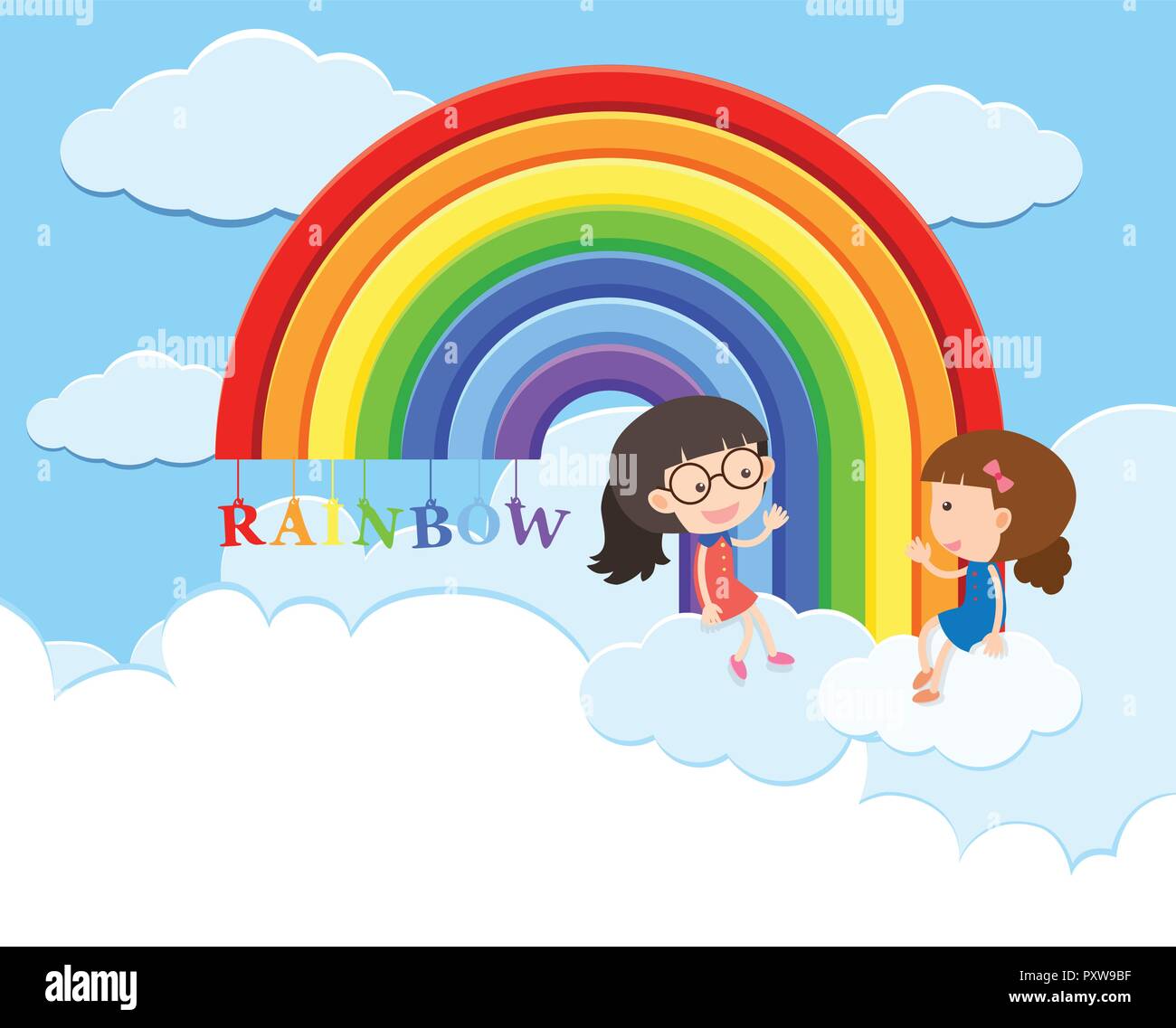 Girls are Talking Over the Rainbow illustration Stock Vector Image ...