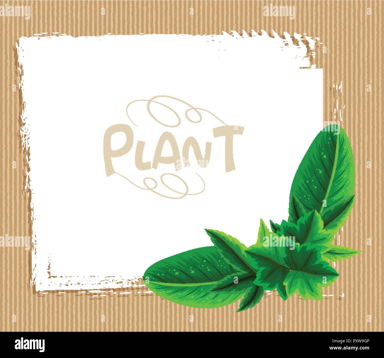 Border template with green leaves illustration Stock Vector Image & Art