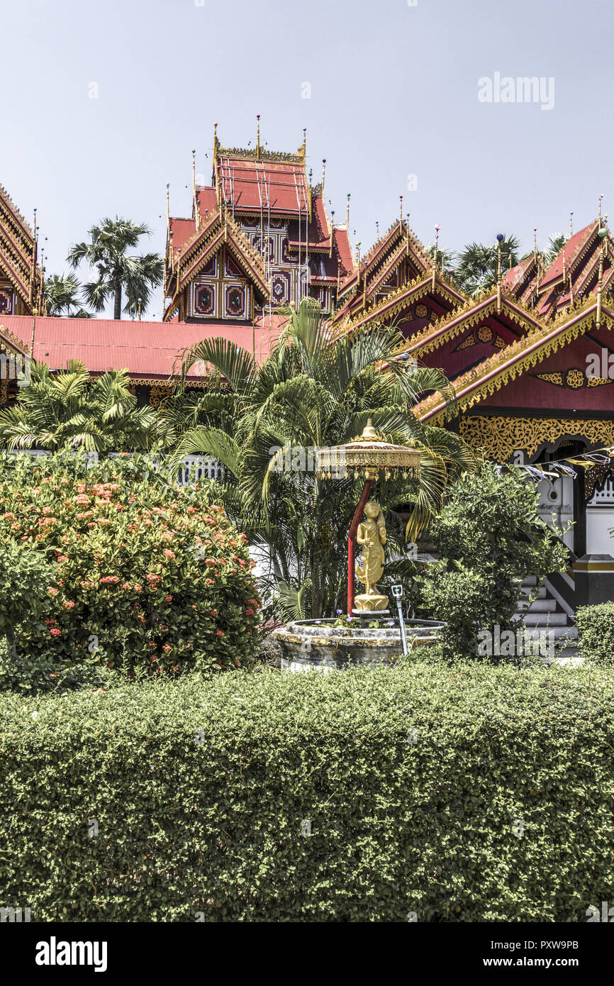 Burmese Temple in Lampang, Tahiland Stock Photo