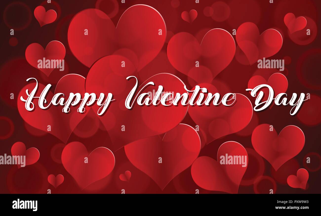 Happy valentine card template with red hearts illustration Stock Vector ...