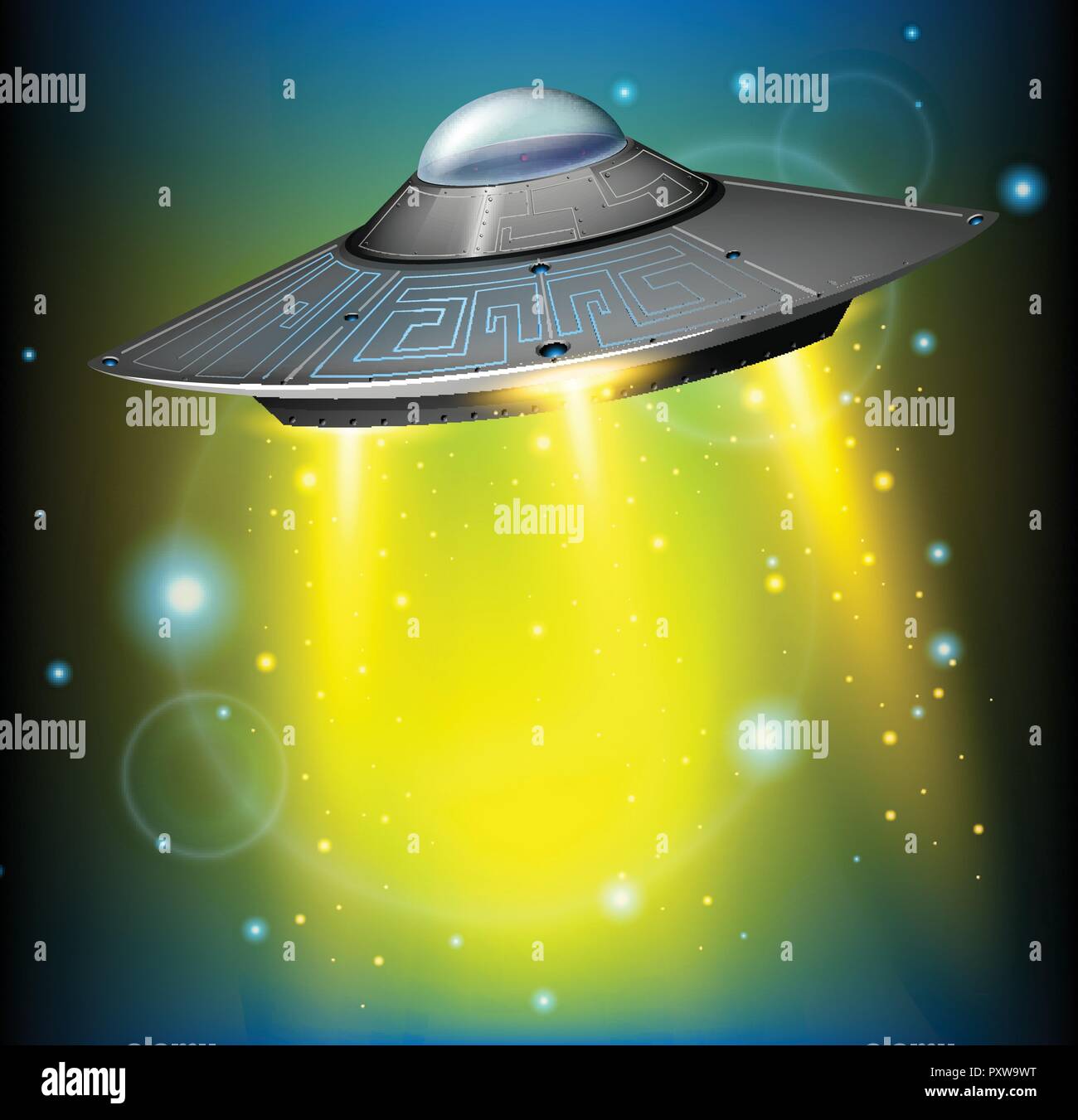 Spaceship flying in the space illustration Stock Vector Image & Art - Alamy