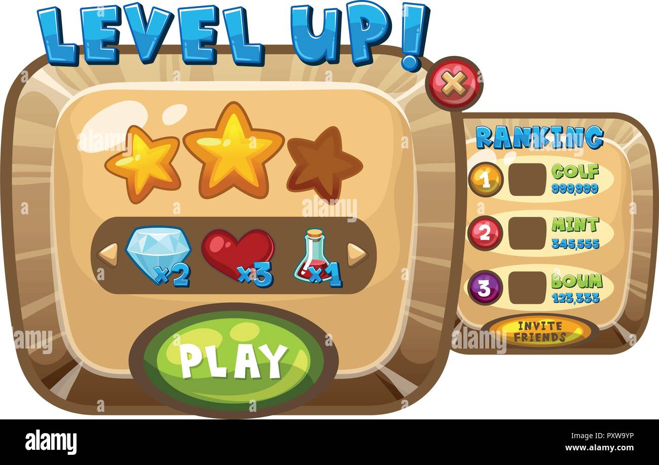 Game background template for level up page illustration Stock Vector