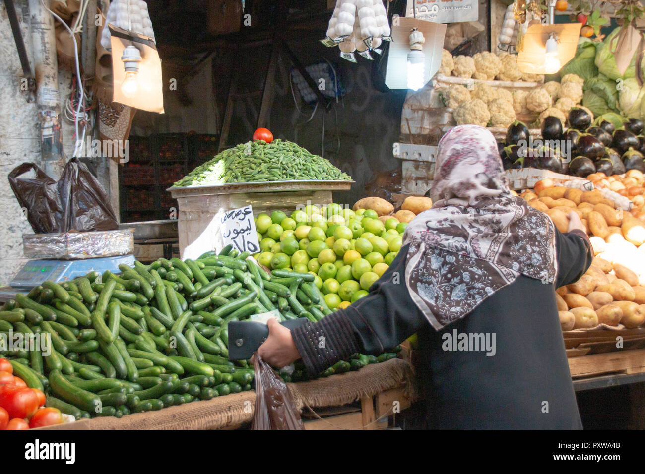 Amman, Jordan October 16, 2018 View of a fruit and vegetable market