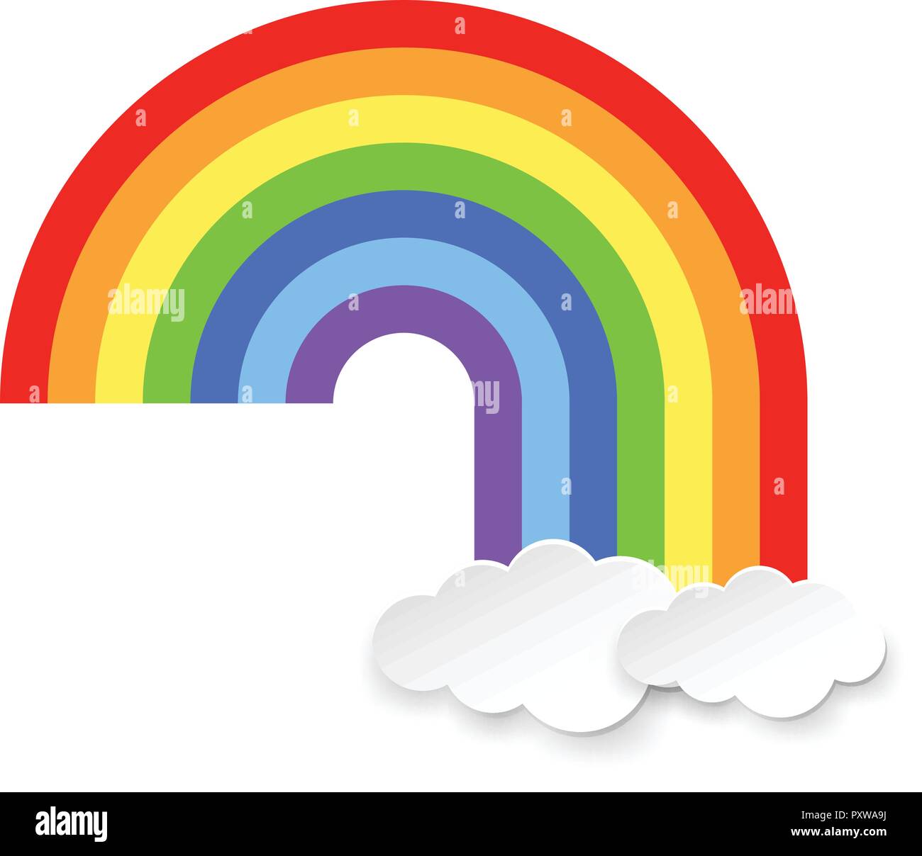 Rainbow and clouds on white background illustration Stock Vector Image ...
