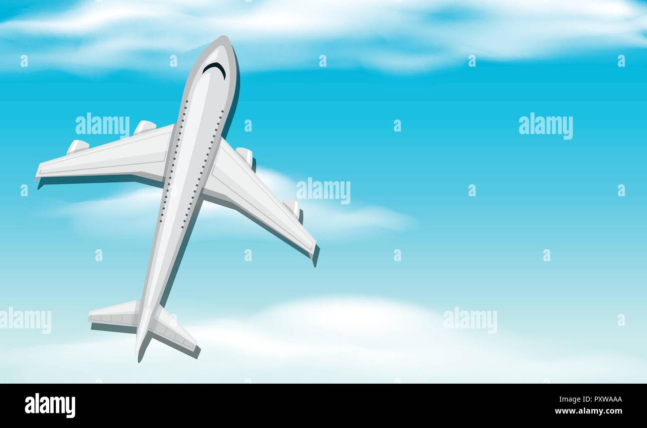 Background scene with airplane in blue sky illustration Stock Vector ...