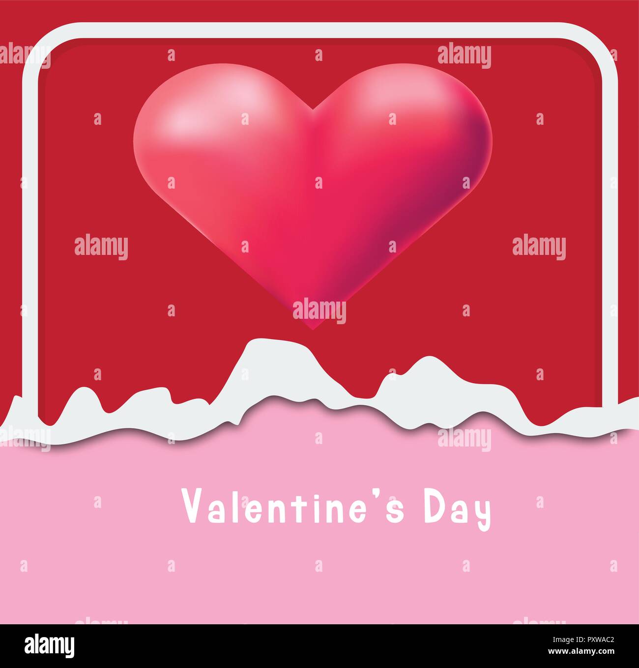Valentine card template with red heart in frame illustration Stock ...
