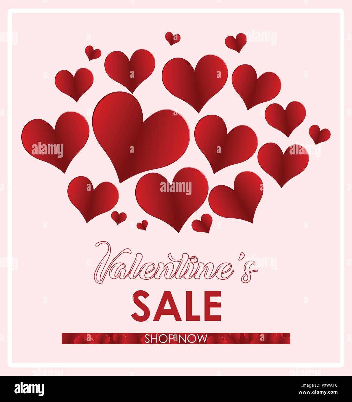 Valentine card template with red hearts illustration Stock Vector Image ...