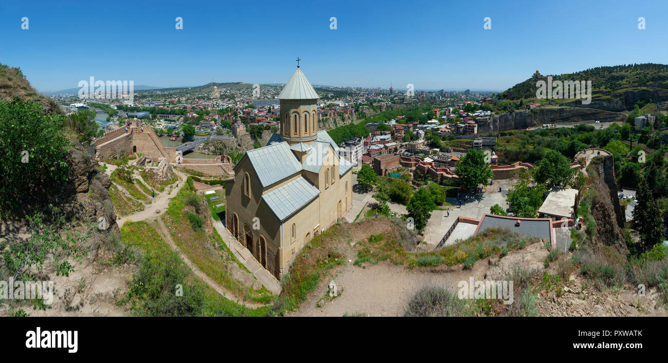 Georgia, Tbilisi, St. Nicholas' Church seen from Narikala fortress Stock Photo