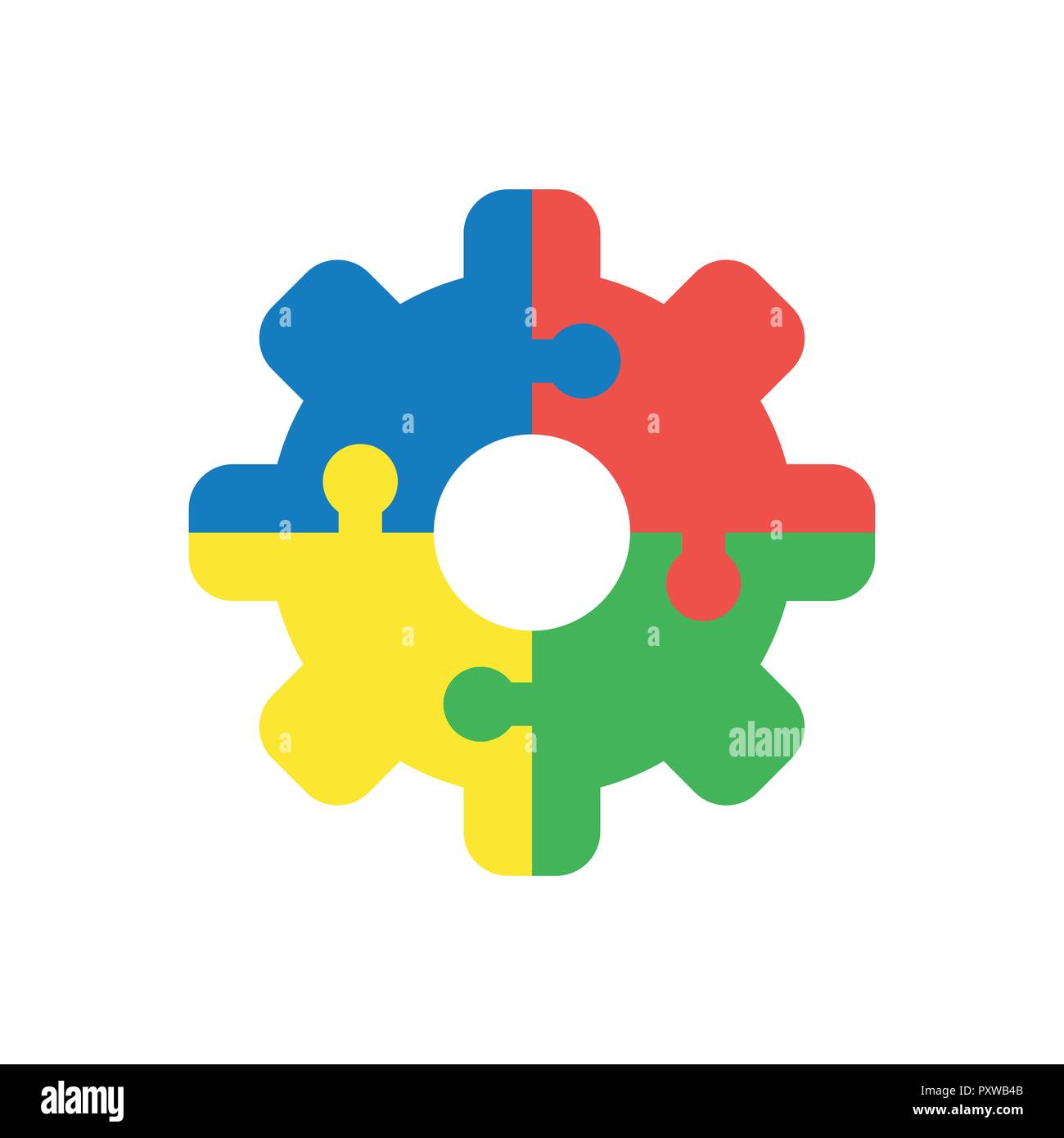Vector illustration icon concept of four pieces jigsaw puzzle pieces