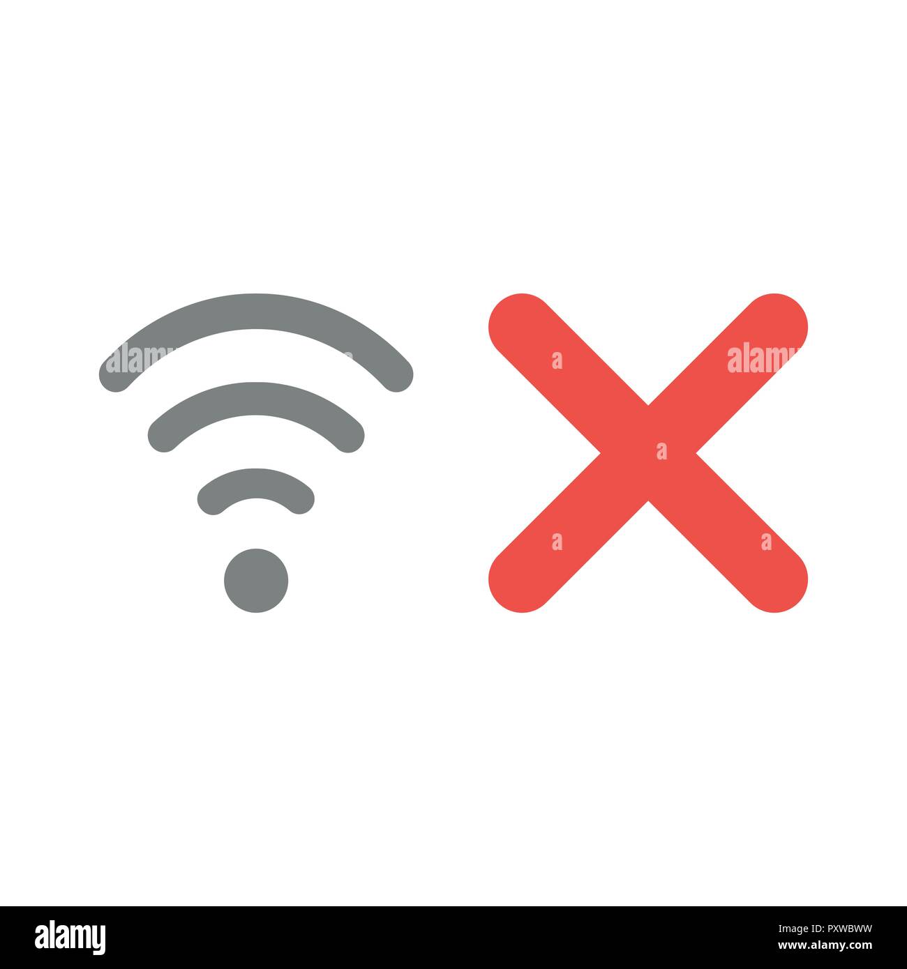 Vector illustration icon concept of wireless wifi symbol with x mark. Stock Vector