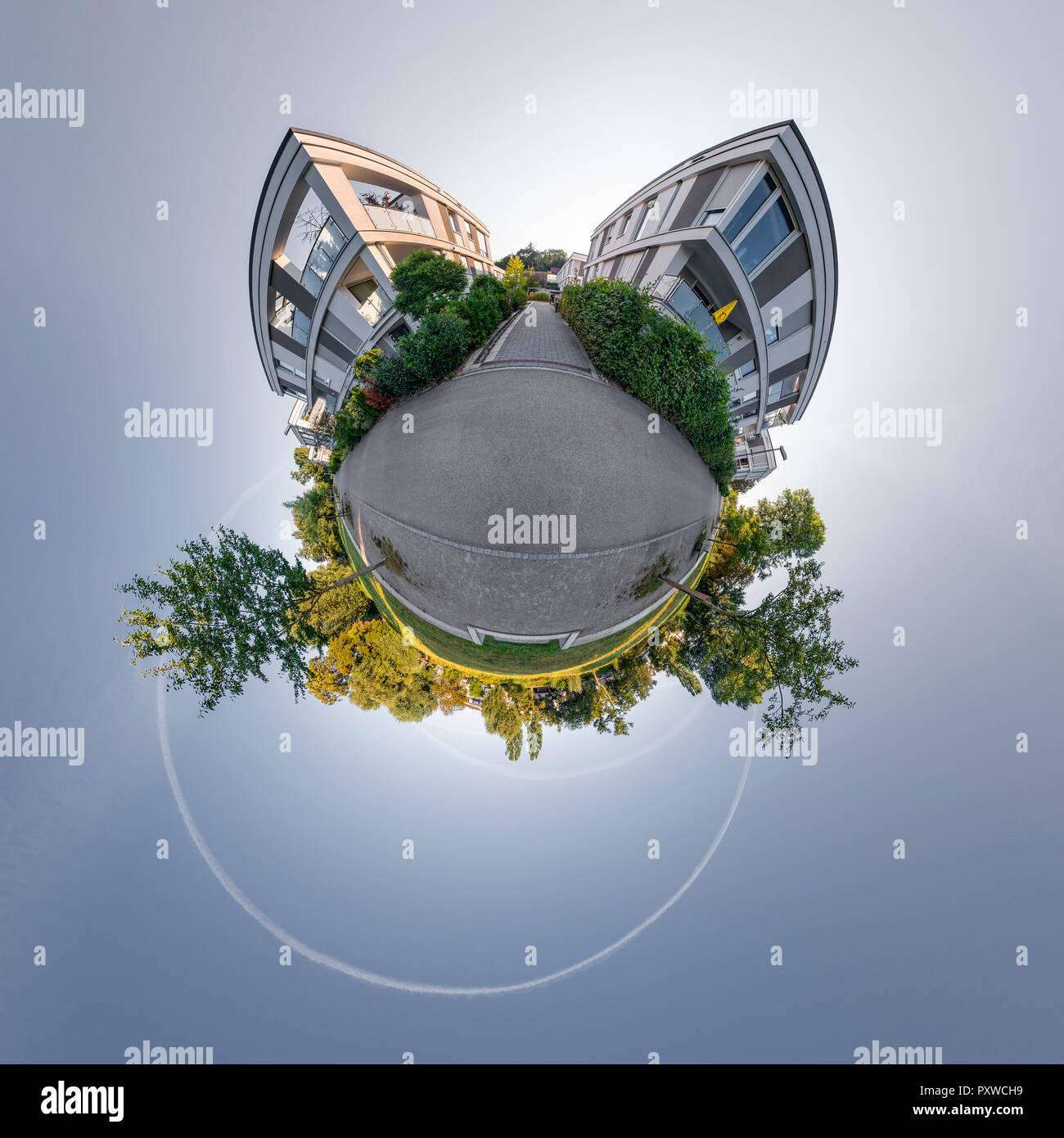 Little planet view, modern residential house Stock Photo