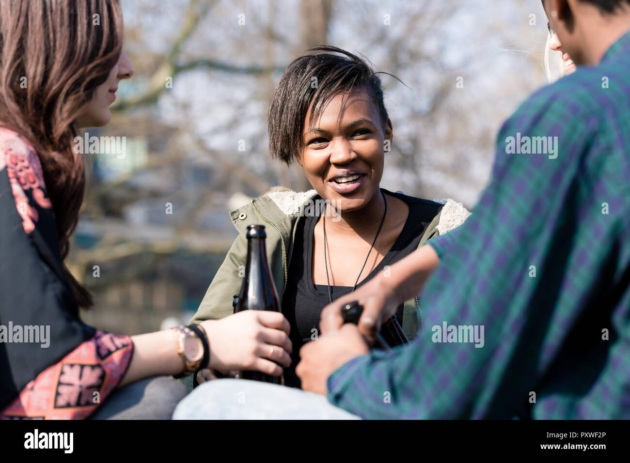 Teen girl enjoying with her friends Stock Photo