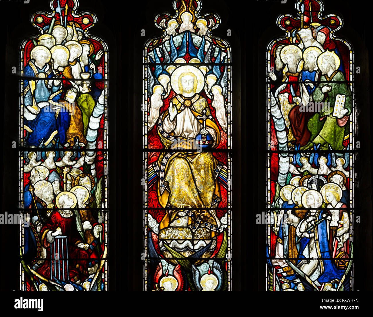 The West Window, St. John the Baptist Church, Brinklow, Warwickshire, England, UK Stock Photo