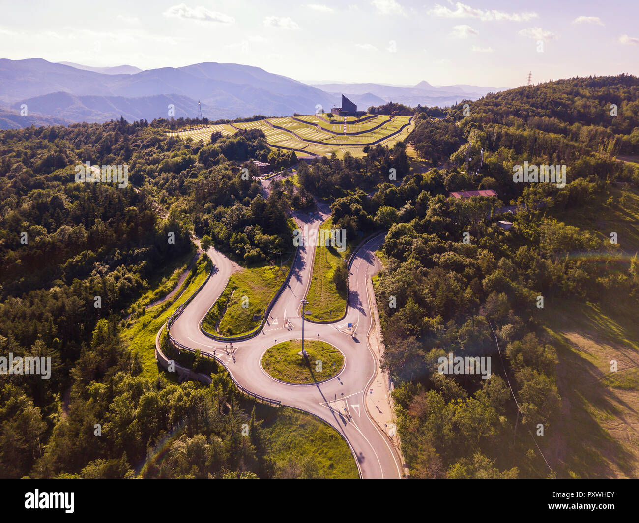 Italy, Emilia Romagna in summer, aerial view of German military cemetary Stock Photo