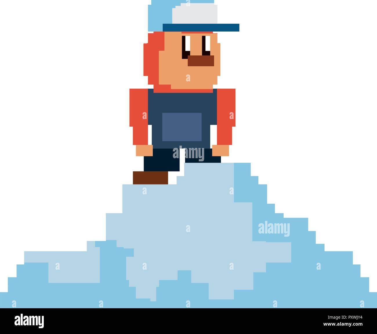 character on cloud pixel video game vector illustration Stock Vector ...