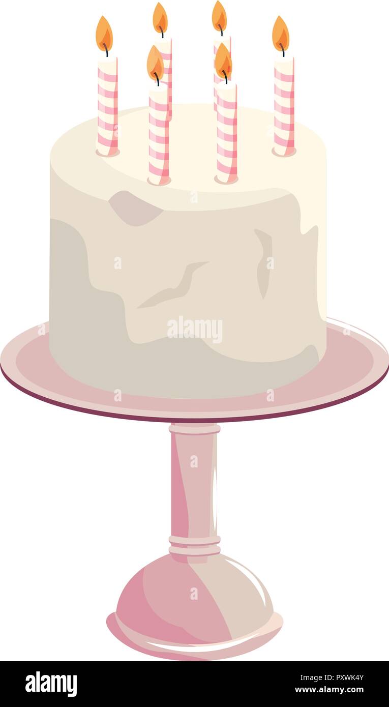 birthday cake stand on white background vector illustration Stock