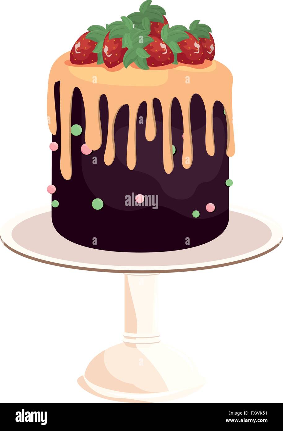 birthday cake stand on white background vector illustration Stock
