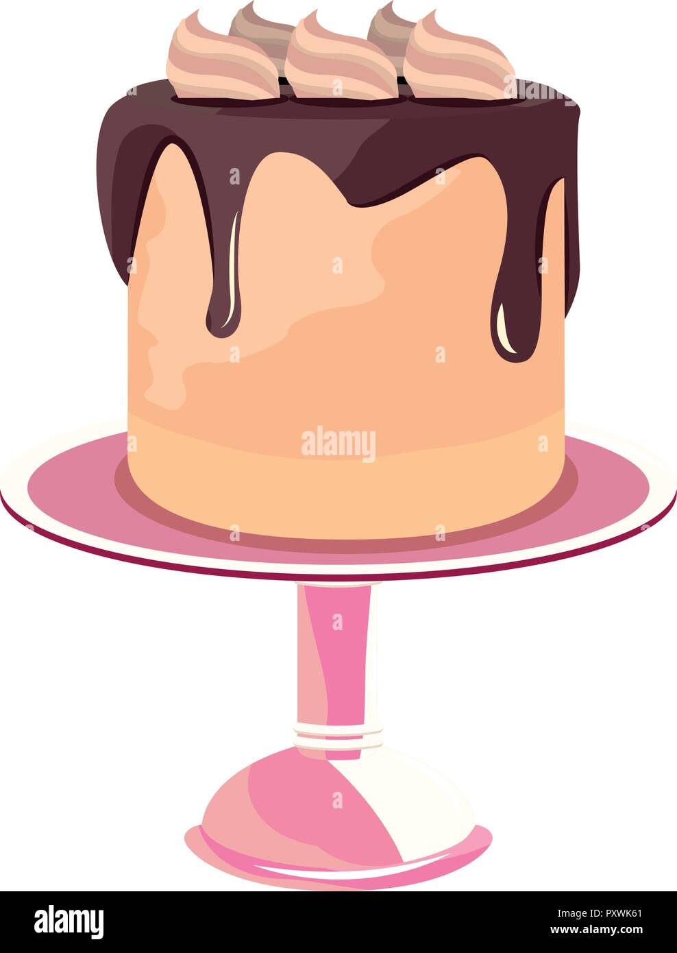 birthday cake stand on white background vector illustration Stock