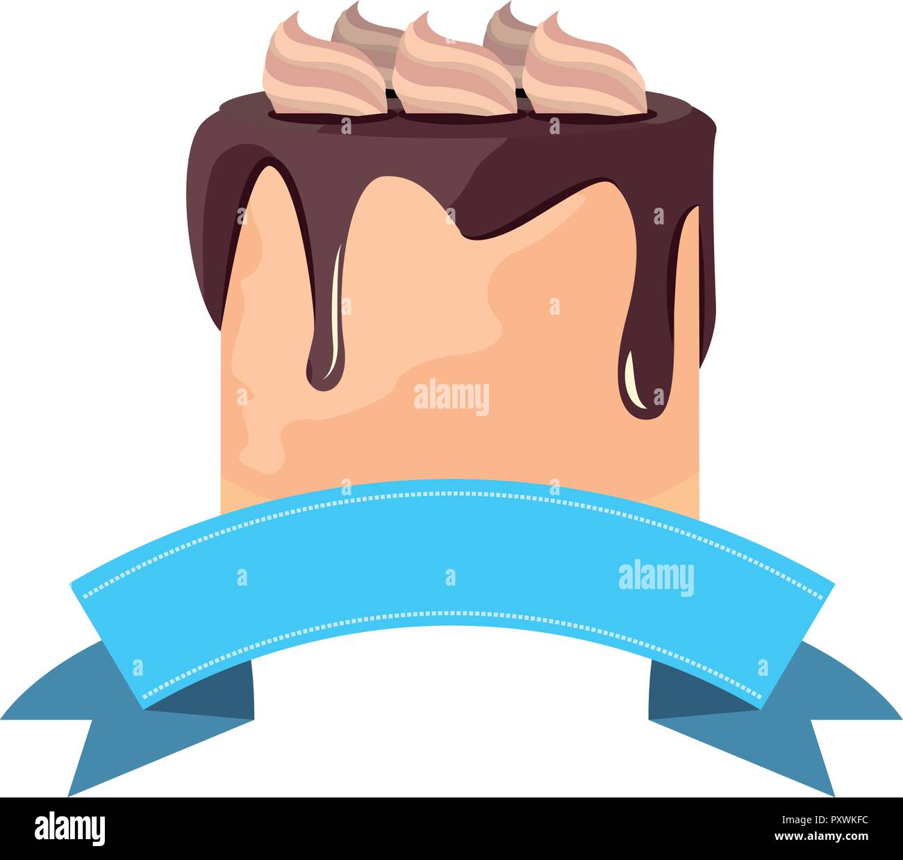 sweet cake celebration birthday ribbon vector illustration Stock Vector ...