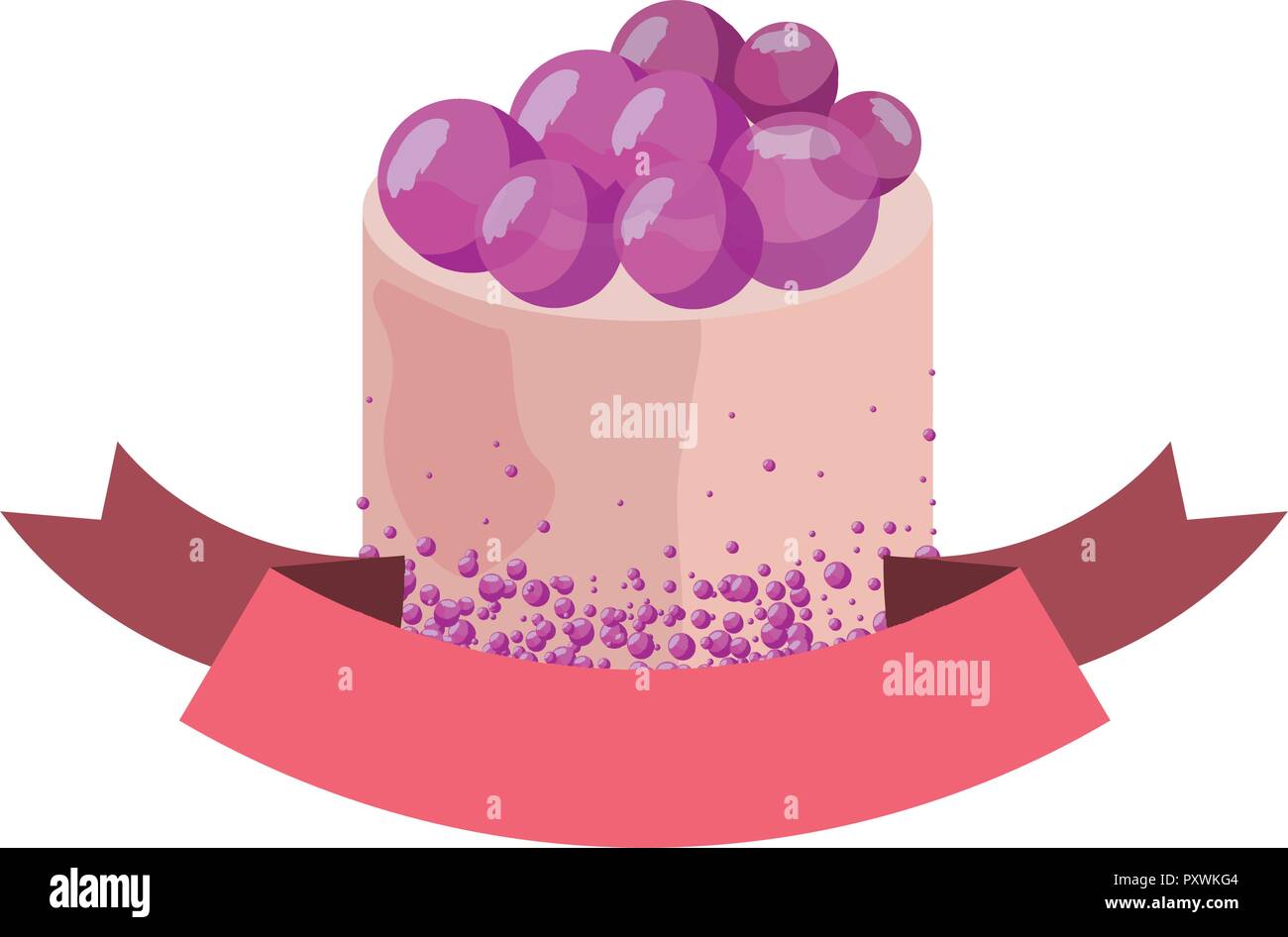 sweet cake celebration birthday ribbon vector illustration Stock Vector ...