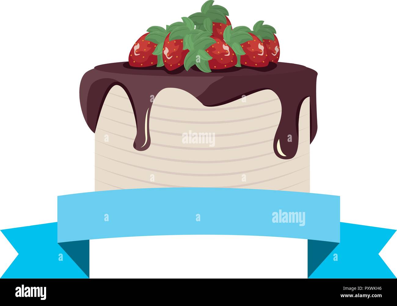 sweet cake celebration birthday ribbon vector illustration Stock Vector ...