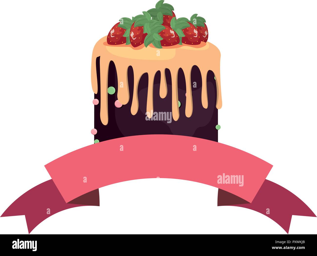 sweet cake celebration birthday ribbon vector illustration Stock Vector ...