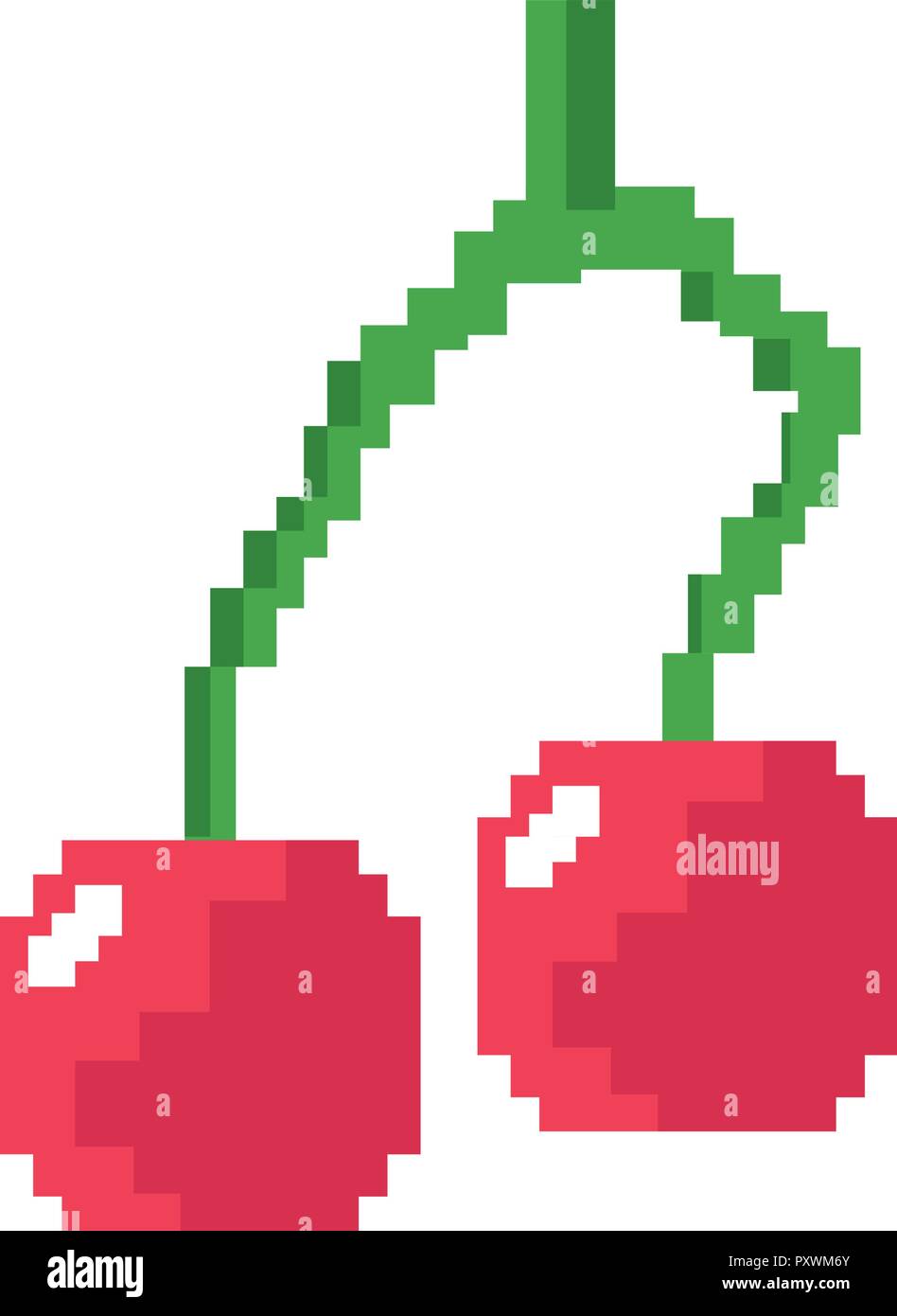 pixel video game cherries fruit vector illustration Stock Vector Image